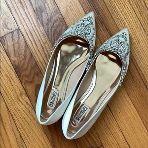 Ivory silk beaded wedding shoes flats